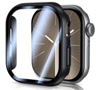 UM UNIQUEME pour Apple Watch S10 42 mm Coque - PC Hard Ultra Thin Protective Glass Case All-round Screen Protection for iWatch S10 42 mm Case, Noir-2 pieces