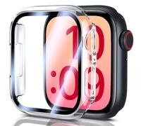 UM UNIQUEME pour Apple Watch S7/S8/S9 45 mm Coque, Coque en Verre Ultra-Mince Hard PC, Coque iWatch S7/S8/S9 45 mm Protection de l'écran tout Autour, HD Clear, Transparent-2 Pieces