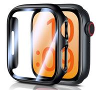UM UNIQUEME pour Apple Watch S7/S8/S9 45 mm Coque, Cover en Verre Ultra-Mince Hard PC, Case iWatch S7/S8/S9 45 mm Protection de l'écran Tout Autour, HD Clear, Noir-2 Pieces