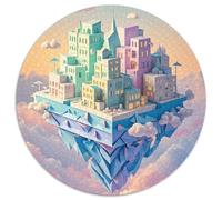 Uma Cidade Flutuante Em Estilo Flat Art, Com Prédios Dobrados Como Origami E Nuvens Feitas De Papel ... 1000 Pièces Puzzle Portrait-Puzzle Amusant, Stimulant Et Stimulant Cadeaux Pour La Famille Et Le