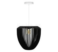 Umage Clava Wood Suspension cache-piton ronde - cache-piton blanc/câble blanc/abat-jour noir