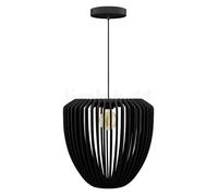 Umage Clava Wood Suspension cache-piton ronde - cache-piton noir/câble noir/abat-jour noir