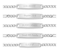 UMAGICBOX Bracelet personnalisé en argent/acier - Gravure de mots inspirants, dates ou noms - Réglable - Boîte cadeau incluse - Pour anniversaire, mariage, toutes occasions (Men Bracelets Argent