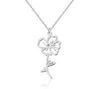 UMAGICBOX Collier Fleur de Naissance Août Coquelicot Bijoux en Argent pour Femme - Cadeau de Vacances ou d'Anniversaire pour Maman, Fille, Sœur,Épouse,Petite Amie - Pendentif Élégant pour Lion Vierge