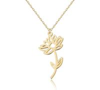 UMAGICBOX Collier Fleur de Naissance Juillet Nénuphar Bijoux pour Femme - Cadeau d'Été ou d'Anniversaire pour Maman, Fille, Sœur, Épouse, Petite Amie - Pendentif Plaqué Or pour Cancer Lion