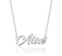 UMAGICBOX Collier Prénom Personnalisé Élégant Alice en Acier Inoxydable et Argent Sterling - Pendentif Personnalisable pour Femmes - Cadeau pour Anniversaire, Fête des Mères, et Noël