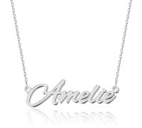 UMAGICBOX Collier Prénom Personnalisé Élégant Amelie en Acier Inoxydable et Argent Sterling - Pendentif Personnalisable pour Femmes - Cadeau pour Anniversaire, Fête des Mères, et Noël