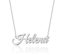 UMAGICBOX Collier Prénom Personnalisé Élégant Helena en Acier Inoxydable et Argent Sterling - Pendentif Personnalisable pour Femmes - Cadeau pour Anniversaire, Fête des Mères, et Noël