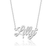 UMAGICBOX Collier Prénom Personnalisé Élégant Lilly en Acier Inoxydable et Argent Sterling - Pendentif Personnalisable pour Femmes - Cadeau pour Anniversaire, Fête des Mères, et Noël