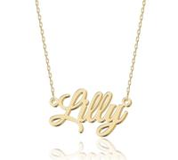UMAGICBOX Collier Prénom Personnalisé Lilly - Pendentif en Or Gravé sur Mesure en Acier Inoxydable pour Femmes - Cadeau Unique pour Anniversaires,Diplômes et la Saint-Valentin - Bijou Personnalisable