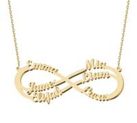 UMAGICBOX L'Éternité Familiale | Collier Infinity Personnalisé avec Six Noms, le Choix Parfait pour la Fête des Mères, un Anniversaire, Noël et les Anniversaires de Mariage