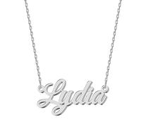 UMAGICBOX Magnifique collier avec nom personnalisé, choisissez parmi 14 styles de police, pendentif personnalisable en acier inoxydable plaqué or 18 carats et argent sterling, cadeau unique pour elle