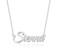 UMAGICBOX Magnifique collier avec nom personnalisé, choisissez parmi 14 styles de police, pendentif personnalisable en acier inoxydable plaqué or 18 carats et argent sterling, cadeau unique pour elle