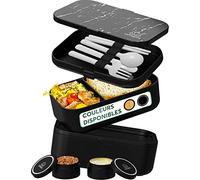 Umami Bento Lunch Box, 2 Pots à Sauce & Couverts en Bois Inclus, Lunchbox Micro-Ondable, Boîte à lunch Adulte, Boîte Repas Compartimentée, Boîte Bento Lunch Box, Bento Box