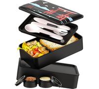 Umami Bento Lunch Box, 2 Pots à Sauce & Couverts en Inclus, Lunchbox Micro-Ondable, Boîte à lunch Adulte, Boîte Repas Compartimentée, Boîte Bento Lunch Box, Bento Box