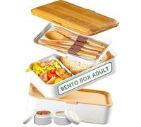 Umami Bento Lunch Box, 2 Pots à Sauce & Couverts Inclus, Lunchbox Micro-Ondable, Boîte à lunch Adulte, Boîte Repas Compartimentée, Boîte Bento