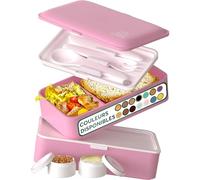 Umami Bento Lunch Box, Couverts & 2 Pots à Sauce Inclus, Boîte à Lunch Étanche, Lunchbox Adulte, Micro-Ondable Boîte Repas Compartimentée, Rose Kawaii, 1200 ml