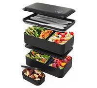 Umami Bento Lunch Box, Couverts & Pots à Sauce Inclus, Boîte à Lunch Étanche, Lunchbox Adulte, Micro-Ondable, Boîte Repas Compartimentée, Noir Mat, 1200 ml