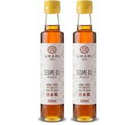 Umami Huile de Sésame Grillé 250ml - 100% Pure et Naturelle - Fabriquée au Japon - Idéale pour Wok, Ramen, Sushi et Salades (Lot de 2)