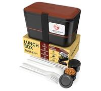 Umami Boîte repas Bento encastrable 2 étages Couvercle Sapelli 1,5 L Noir