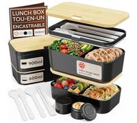 Umami Lunch Box Bento, Tout en-1 avec Couverts, Étanche, Encastrable,