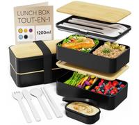 Umami Boîte repas Bento encastrable 2 étages Couvercle Bambo 1.2 L Noir