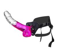 Umania Harnais de petits godes réalistes et sangle de sexe portable Strap-on 19cm gode jouet sexuel débutant adulte pour la masturbation féminine jouet sexuel mignon lesbienne, Violet