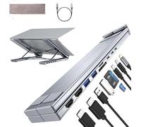 Umaniy M91 Support Ordinateur Portable avec Port USB, 9 en 1 Double HDMI Station d'accueil USB C Hub pour 2 Moniteur 4K@60Hz, SD/TF, Laptop Stand Docking Station USBC Dock Support PC ordi Portable