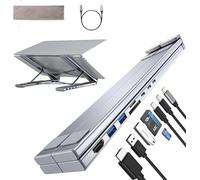 Umaniy Support Ordinateur Portable, 8 en 1 Station d'accueil USB C Laptop Stand Docking Station USB C Hub HDMI 4K@30Hz, PD 100W, Support PC Pliable Adaptateur USBC Dock Compatible avec MacBook Pro/Air