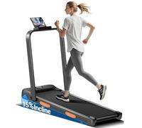 UMAY Tapis de Course Pliable Inclinable 12KM/H, Tapis de Marche Pliable Inclinable 15% avec Moteur Silencieux Amélioré de 3.0HP, Charge Max 136KG, pour la Maison