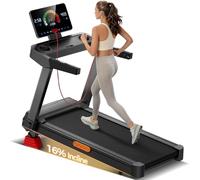 UMAY Tapis de Course avec Inclinaison Automatique de 14KM/H | Tapis Roulant Pliable avec LED, 3.5CV Treadmill Home,180KG, Maison et Le Bureau