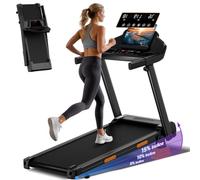 UMAY Tapis de Course Pliable 12km/h,Tapis de Marche Electrique 2,5 CV/1800W avec Moniteur de Fréquence Cardiaque,APP et Haut-parleur Bluetooth,Tapis Roulant avec 12 programmes d'entraînement et inclin