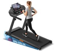 UMAY Tapis de Course Pliable 12km/h,Tapis de Marche Electrique 2,5 CV/1800W avec Moniteur de Fréquence Cardiaque,APP et Haut-parleur Bluetooth,Tapis Roulant avec 12 programmes d'entraînement et inclin