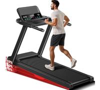 UMAY Tapis de Course Pliable 12km/h,Tapis de Marche Electrique 2,5 CV/1800W avec Moniteur de Fréquence Cardiaque,APP et Haut-parleur Bluetooth,Tapis Roulant avec 12 programmes d'entraînement et inclin
