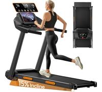 UMAY Tapis de Course Pliable 14KM/H,Tapis Roulant Electrique Pliable 3.0HP/2200W avec Moniteur de Fréquence Cardiaque,APP et Haut-Parleur,Tapis de Marche Silencieux avec 12 Programmes, 136KG