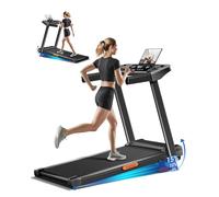 UMAY Tapis de Course Pliable 14KM/H,Tapis Roulant Electrique Pliable 3.0HP/2200W avec Moniteur de Fréquence Cardiaque,APP et Haut-Parleur,Tapis de Marche Silencieux avec 12 Programmes, Design Stable