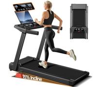 UMAY Tapis de Course Pliable Inclinable 15%, Tapis de Marche Inclinable 12KM/H, Treadmill Home avec Moteur 3,0CV et Affichage LED, Charge Max. 136KG, pour la Maison