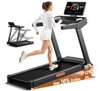 UMAY Tapis de Course Pliable Inclinable 16%, 14KM/H Tapis de Marche avec Surveillance de Fréquence Cardiaque, 3,5CV Tapis de Course Électrique avec Affichage LED, Charge Max 180KG