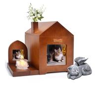 Umberdom Coffret 3 en 1 pour cendres de chat, ange + monument + urne en bois - Cadeau souvenir avec cadre photo, boîte de crémation pour chats