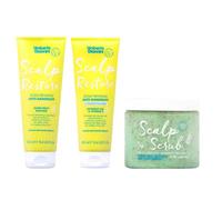 Umberto Giannini Kit de sauvetage pour cuir chevelu végétalien et sans cruauté pour restaurer le cuir chevelu Shampoing, après-shampooing et gommage du cuir chevelu, lot de 3