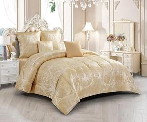 Umberto Ravelli Couvre Lit Jacquard Brenda 5 Pièces (Beige)