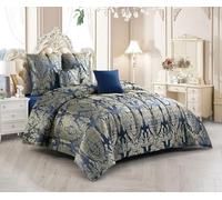 Umberto Ravelli Couvre Lit Jacquard Brenda 5 Pièces (Bleu)