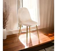 Lot de 6 Chaises Scandinaves en Velours et pieds métallique Doréé - Beige