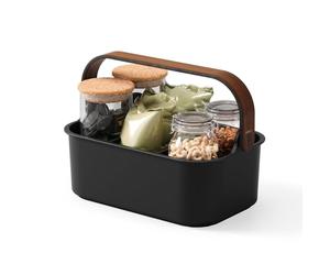 Umbra Bellwood Boîte de Rangement empilable avec séparateurs Amovibles, Plastique, Noir/Noyer, Taille M, 28 x 17 cm