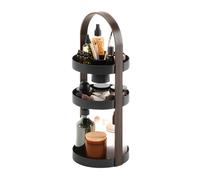 Umbra Bellwood Caddy Maquillage, 3 Niveaux, Noir/Noyer | Poignée en bois, plateau amovible, grande capacité, usage salle de bain, plastique recyclé