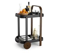 Umbra Bellwood Desserte Roulante, 2 Niveaux, Acier, Noir/Noyer | Plateau amovible, roues en caoutchouc, polyvalent pour bar ou table d'appoint, 53 x 43 x 79 cm