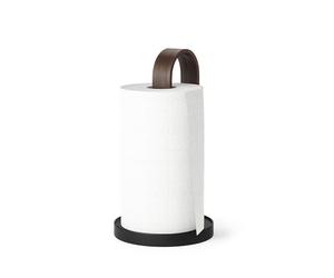 Umbra Bellwood Porte essuie-Tout, Base lestée, Noir/Noyer | Bois de peuplier, compatible rouleaux standards et jumbo, recharge d'une main, protège les surfaces