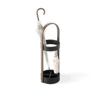 Porte parapluies bois et métal Hub Noir/Noyer