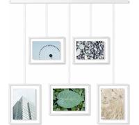 Umbra Bilderrahmen Exhibit, Foto Collage, Bilderrahmen Set, 5 Photos, Glas, Edelstahl, Weiß, 1013426-660