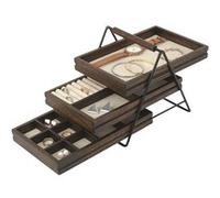 Umbra Boîte à bijoux Terrace Petit panier 3 tiroirs Bois finition noyer 25,4×17,8×20,6 cm